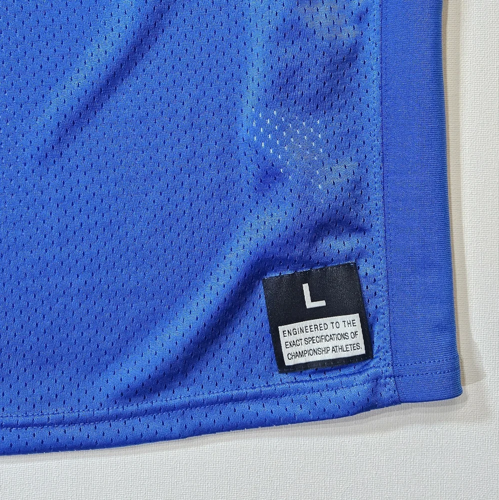 Nike Jersey Football Large Blue White Swoosh Fitted‎ Sport Sleeve Fall…